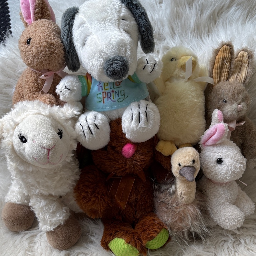 Stuffy Plush Toy Lot 8 Stuffed Animals Bunnies Lamb Duck Puppy Ostrich - Picture 12 of 12